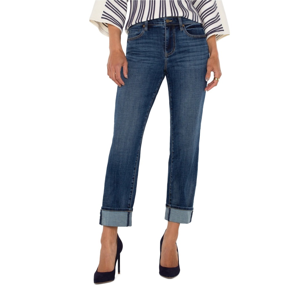 Liverpool Marley Girlfriend Cuffed Eco Denim Jeans Rushland Blue 8 29 NWT $98